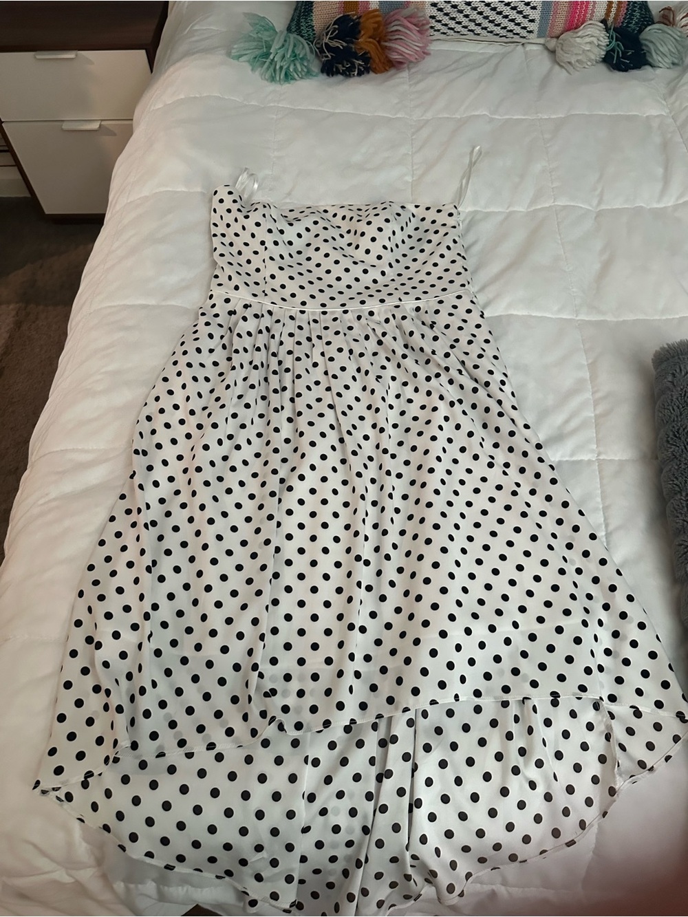 White House Black Market White & Black Polka Dot High-Low Dress